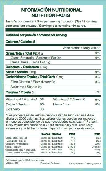 Información Aloe vera en polvo 60gr - Pabo